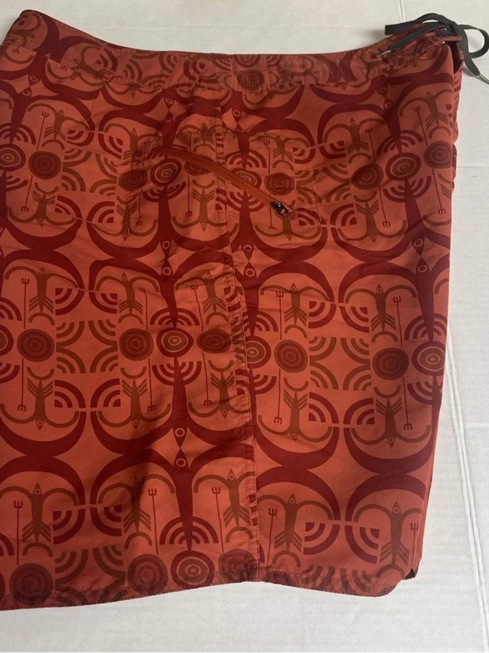 Men's Red Geometric Swim Trunks